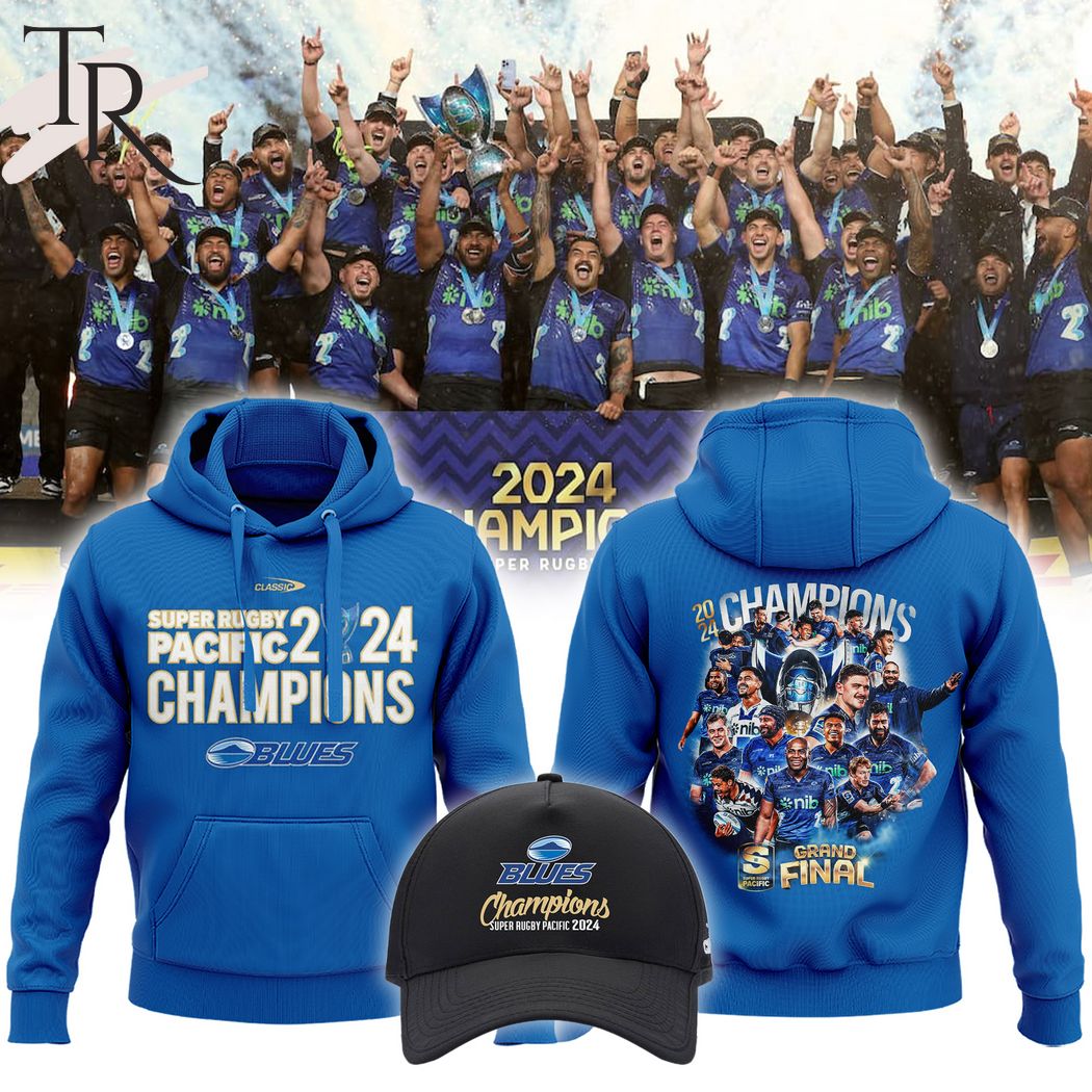 Blues Super Rugby Grand Final 2024 Champions Hoodie, Cap - Blue