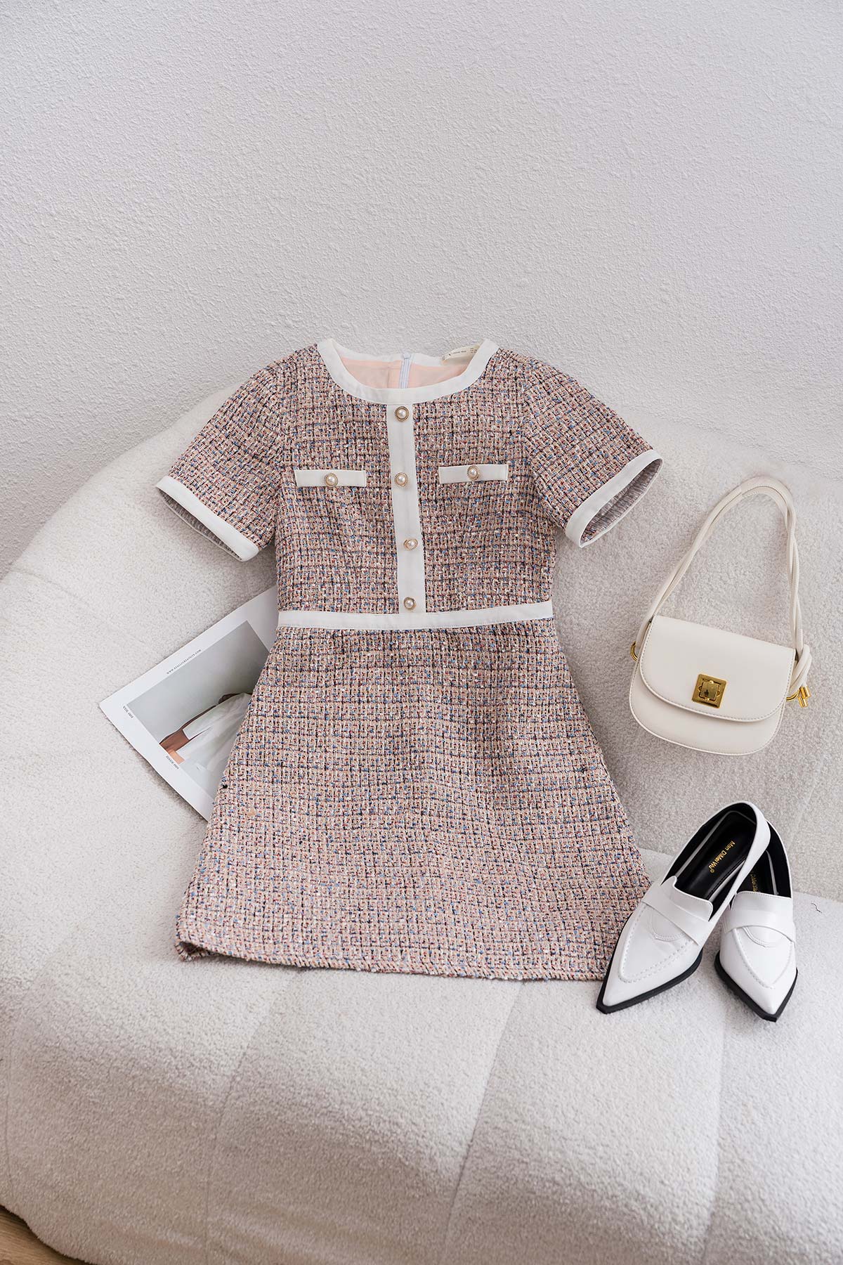 Váy dạ tweed dáng xòe