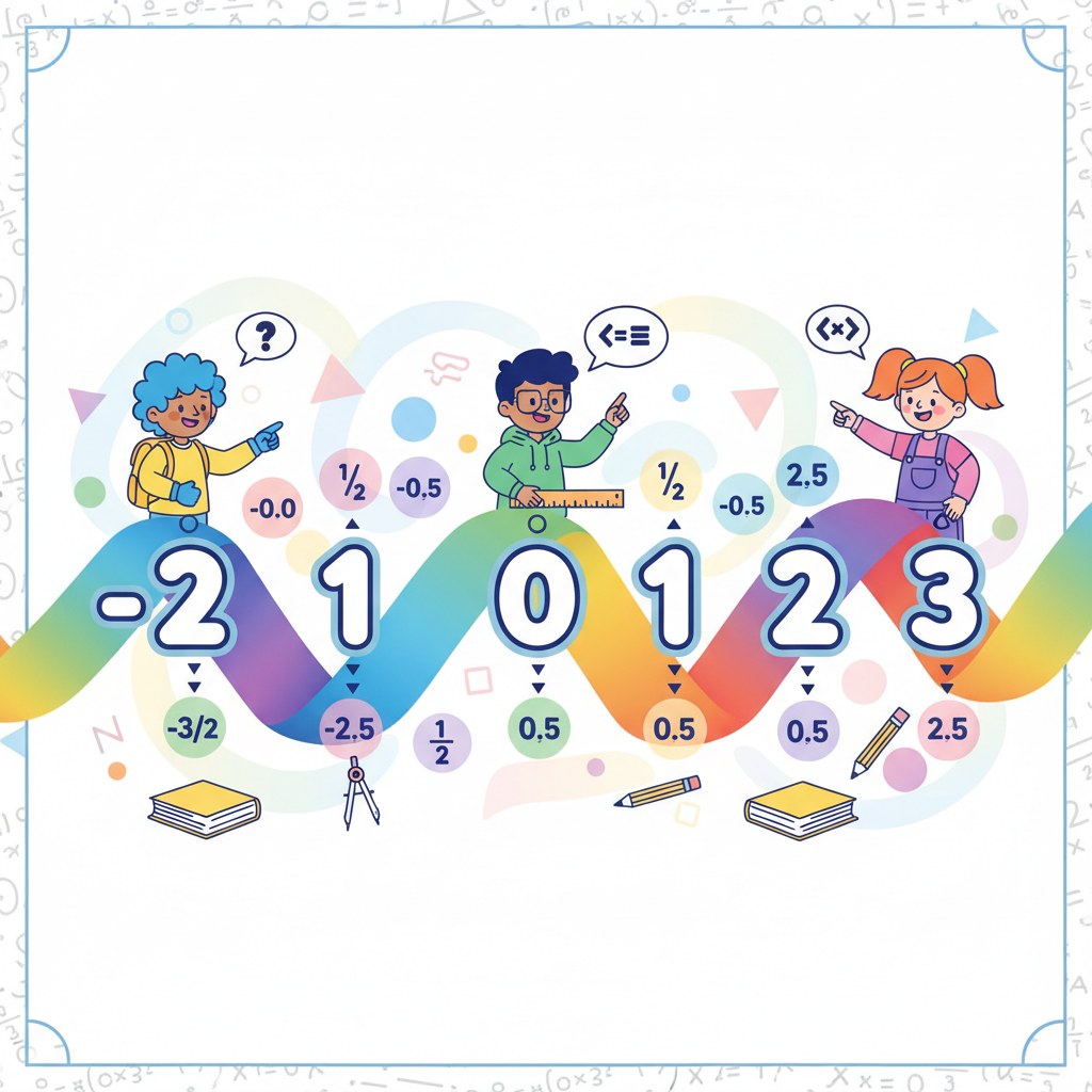 Minh họa trục số với các loại số