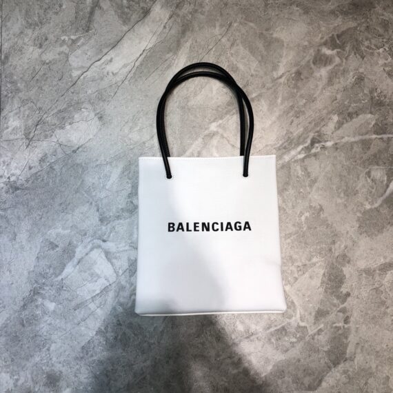 Balenciaga Xxs Leather Shopping Tote Bag – White