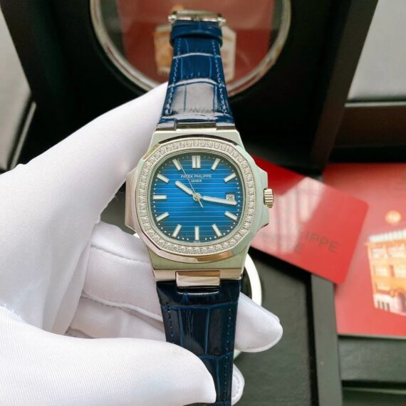 Patek Philippe Men’s Watch Blue PP Nautilus 40mm Leather Band