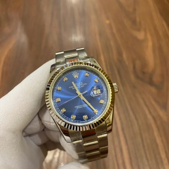 Rolex DateJust Men’s Blue dial 41mm rhinestones