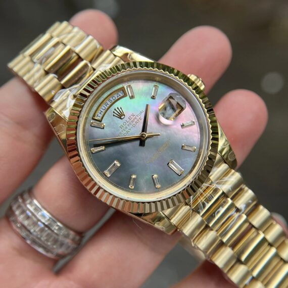 Rolex Day-Date Watch With Mother-Of-Pearl 18K Gold Plated 36/40Mm