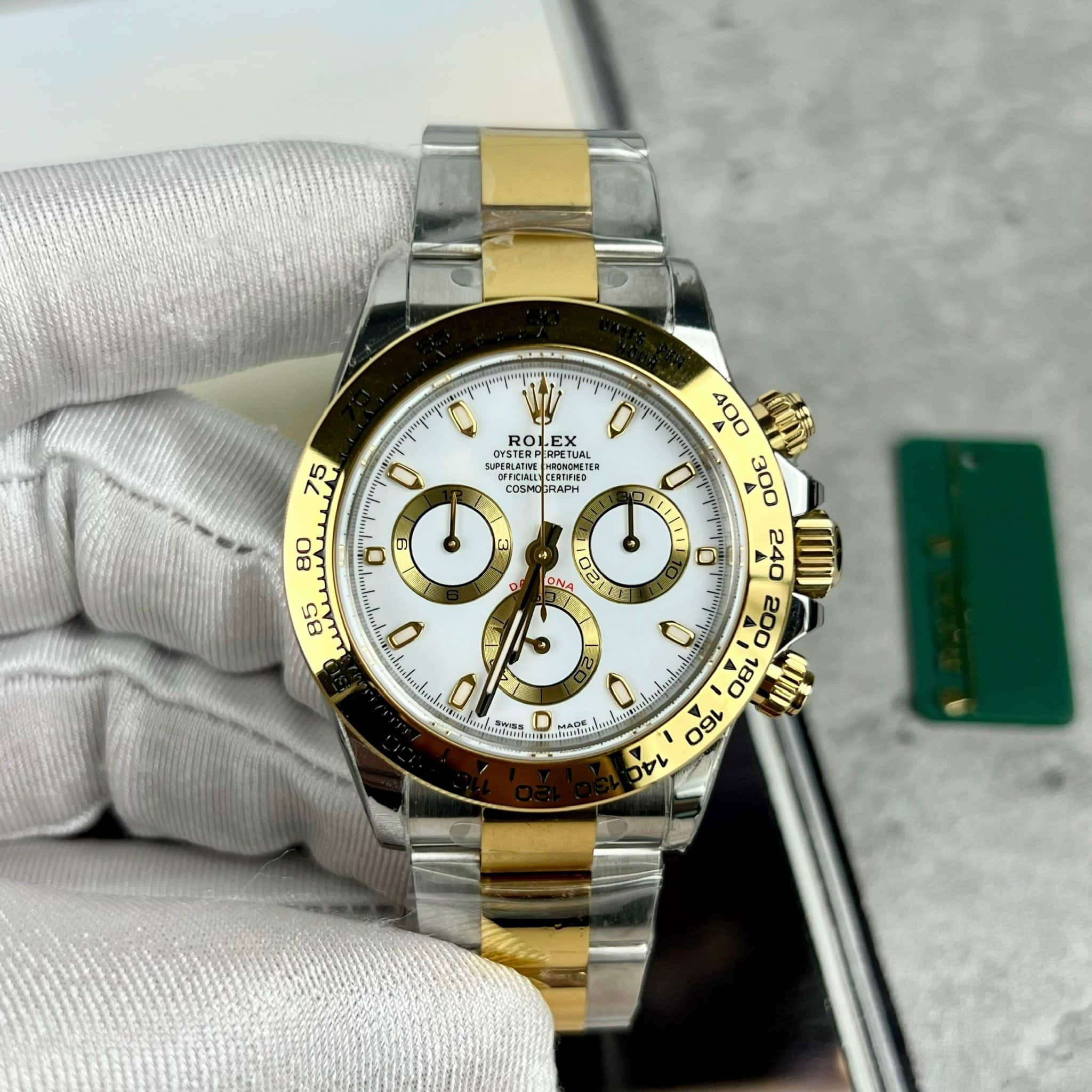 ROLEX DAYTONA 116503 WHITE DIAL DEMI YELLOW GOLD BEST REPLICA 40MM