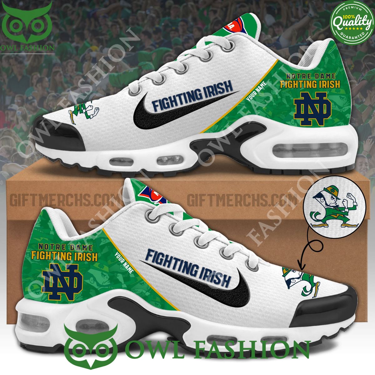 2024 Notre Dame Fighting Irish Football Air Max Shoes Personalized