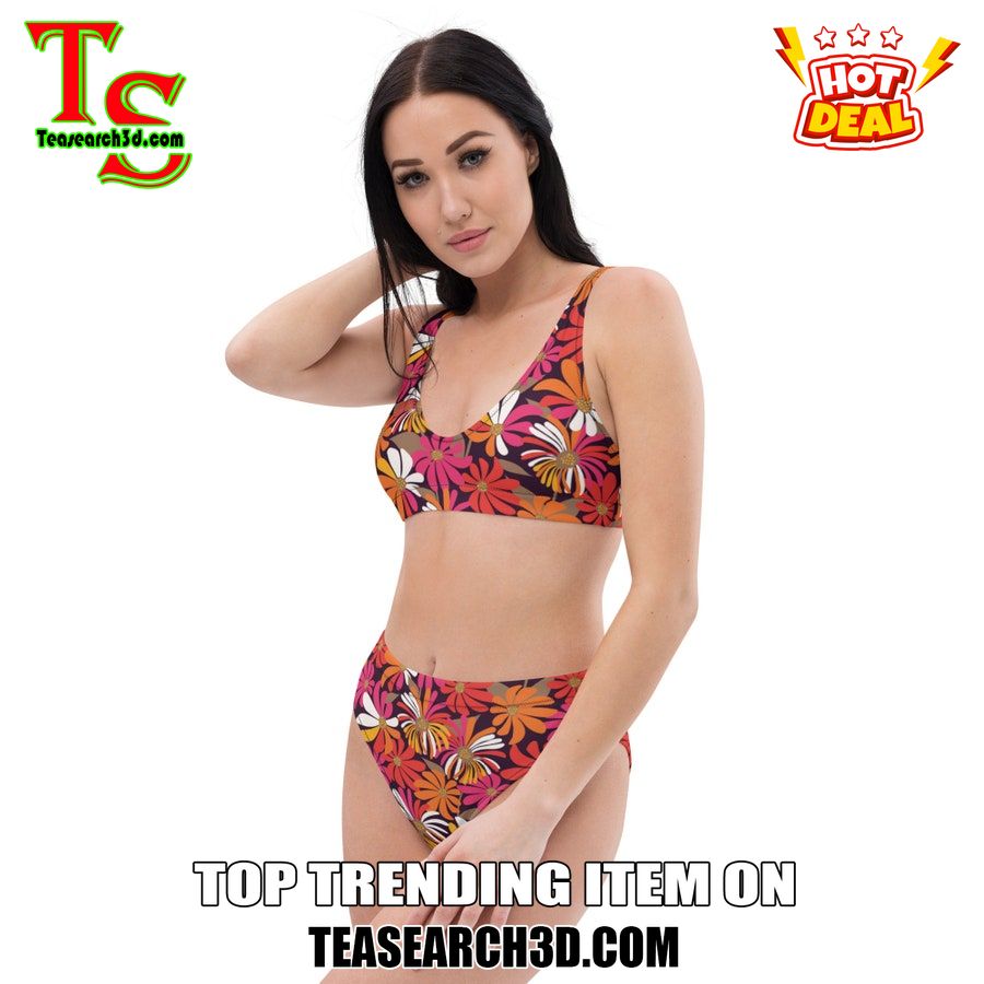 Top Hot Trending Bikini Set Best Gift For Women 2 70s Groovy Floral High Waisted Bikini Set