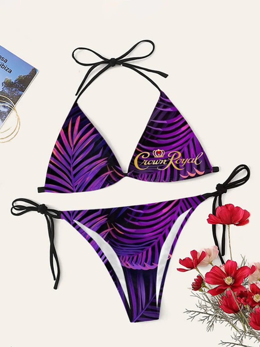 Drink Bikini Women Summer Sale 2024 10 Crown Royal Tropical Purple Triangle Bikini Set
