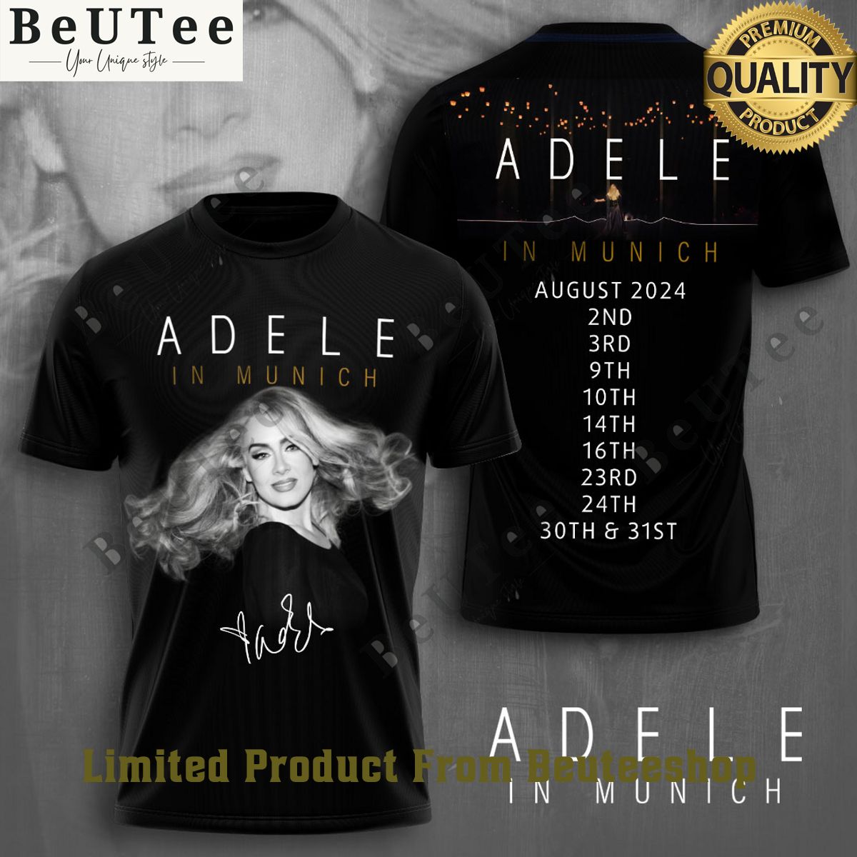 Adele Munich Tour The Setlist 2024 3D Tshirt