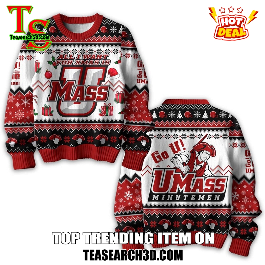 20 Best Winter Sweaters for 2024 On Teasearch3D 4 All I Want For Xmas Is UMass Team Ugly Christmas Sweater