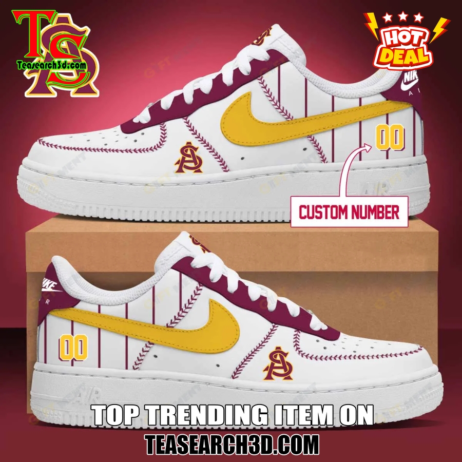 Amazing NCAA Air Force Sneakers Shoes 2 Arizona State Sun Devils Baseball Custom Air Force Sneakers
