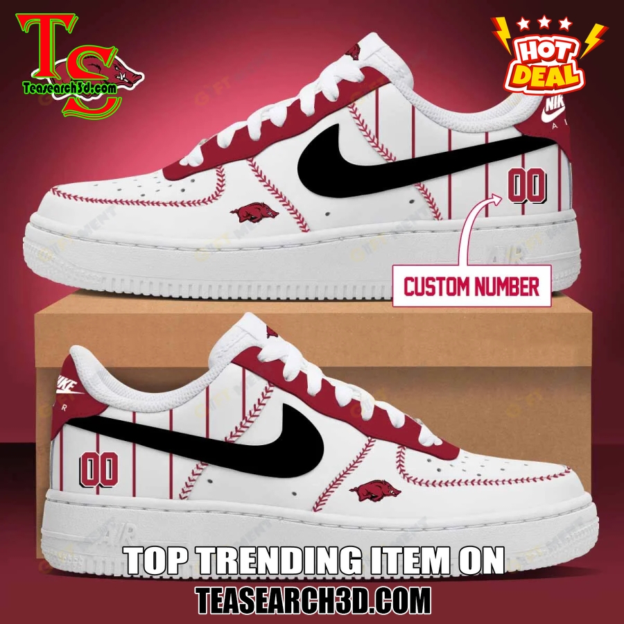 Amazing NCAA Air Force Sneakers Shoes 4 Arkansas Razorbacks Baseball Custom Air Force Sneakers