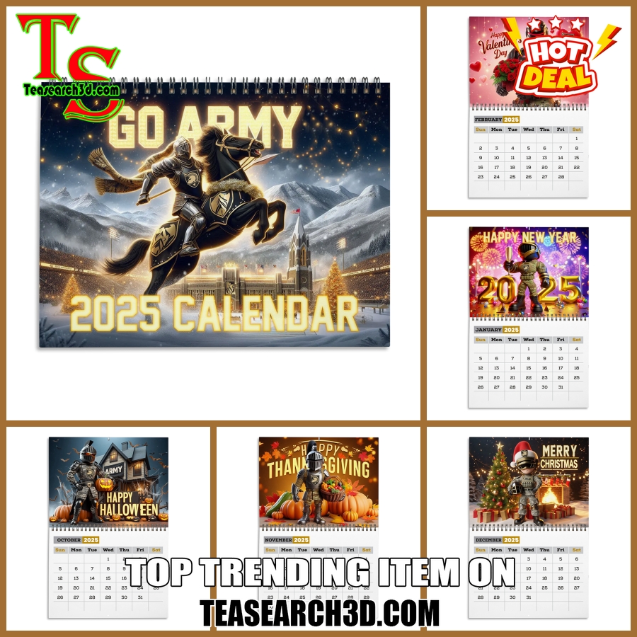 Hot Calendar Quick and Easy Buy Online 3 Army Black Knights 2025 Wall Hanging Calendar
