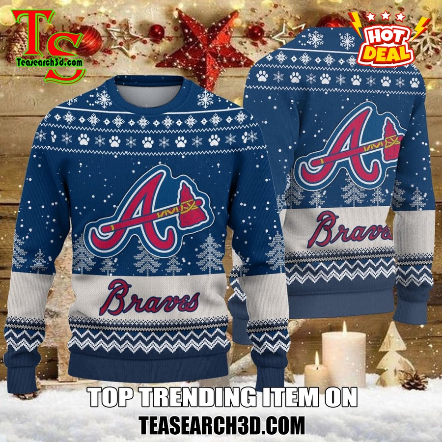 MLB Baseball Basic Ugly Christmas Sweater 3 Atlanta Braves MLB Ugly Christmas Sweater