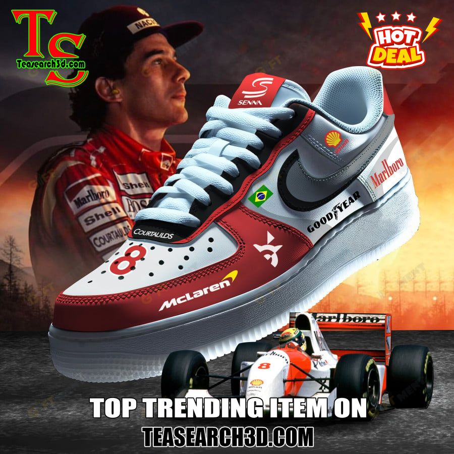 New Trending Sneaker Best Gift For Fans 2 Ayrton Senna F1 Racing Custom Air Force 1 Sneaker
