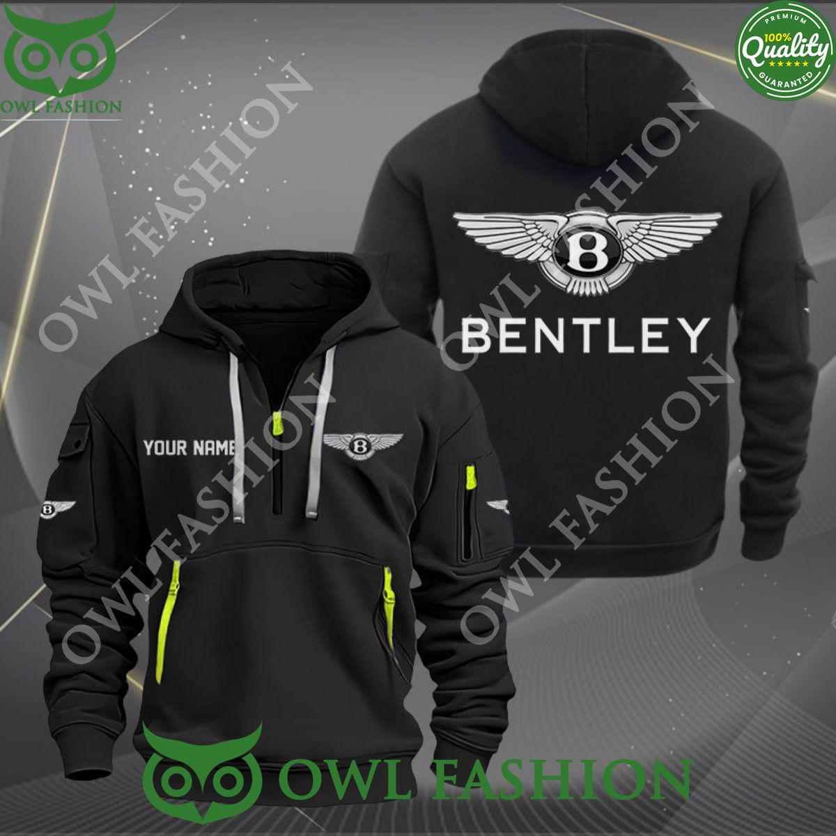 Bentley Automobile Brand Personalized 2d half zipper Hoodie