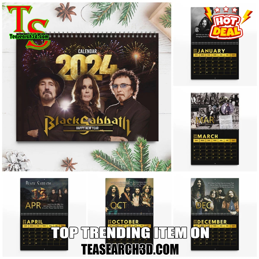 Hot Calendar Quick and Easy Buy Online 4 Black Sabbath 2025 Wall Hanging Calendar
