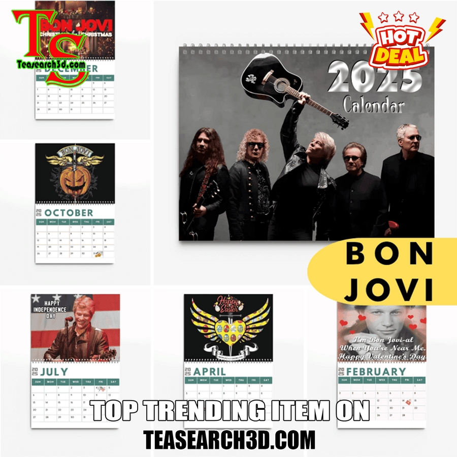 Music Wall Hanging Calendar 2025 6 Bon Jovi Band Limited Edition Wall Calendar 2025