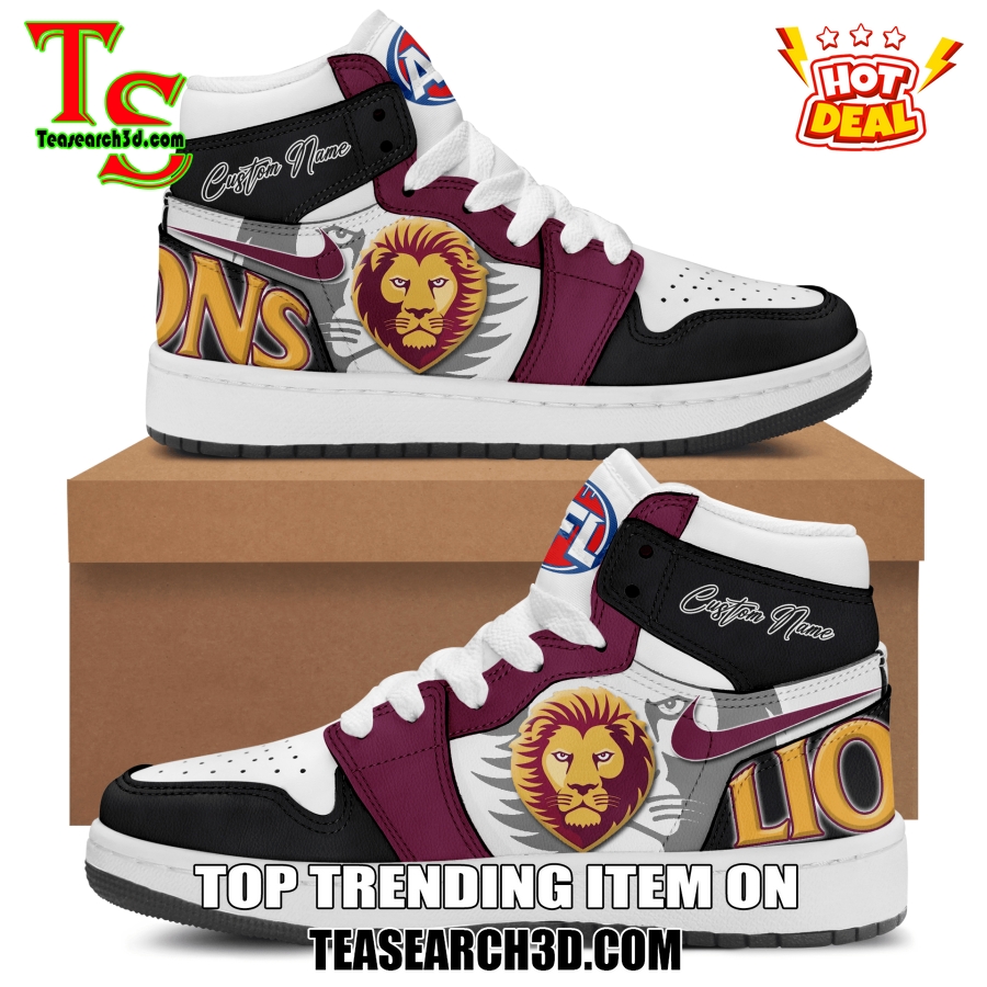 New Trending Air Jordan High Top Shoes 150125 8 Brisbane Lions Custom Name Air Jordan High Top Shoes