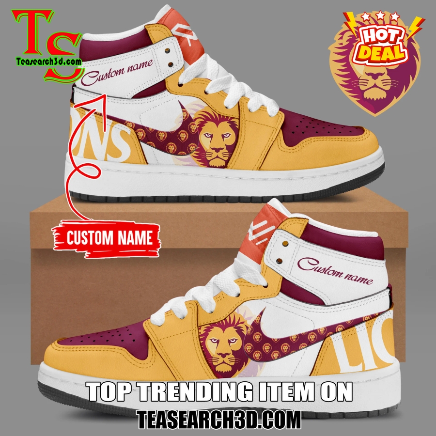 New Trending Air Jordan High Top Shoes 150125 9 Brisbane Lions Custom Nike Air Jordan High Top Shoes