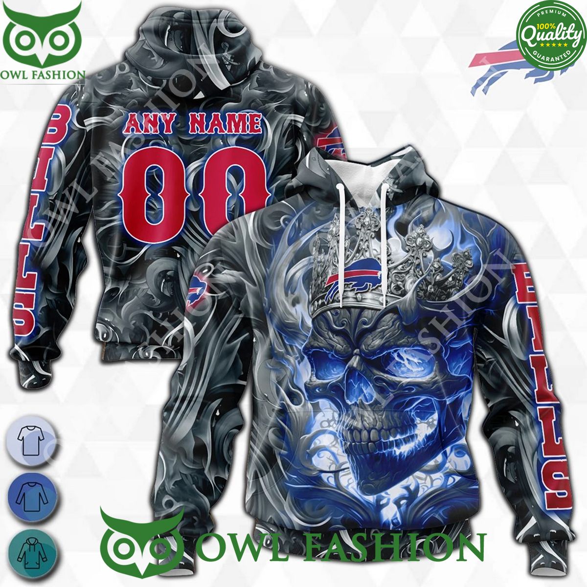 Buffalo Bills Customized NFL Skull Hoodie Shirt