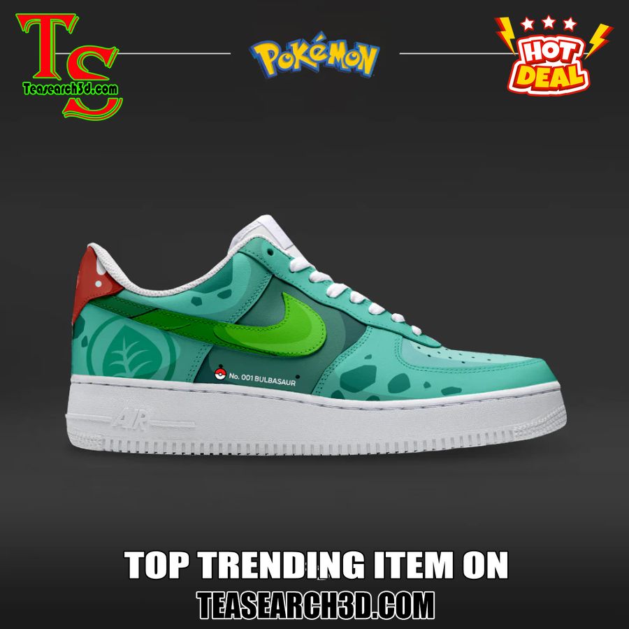 New Trending Custom Nike Logo AF1 Shoes 2 Bulbasaur Pokemon Custom Air Force 1 Sneaker Shoes