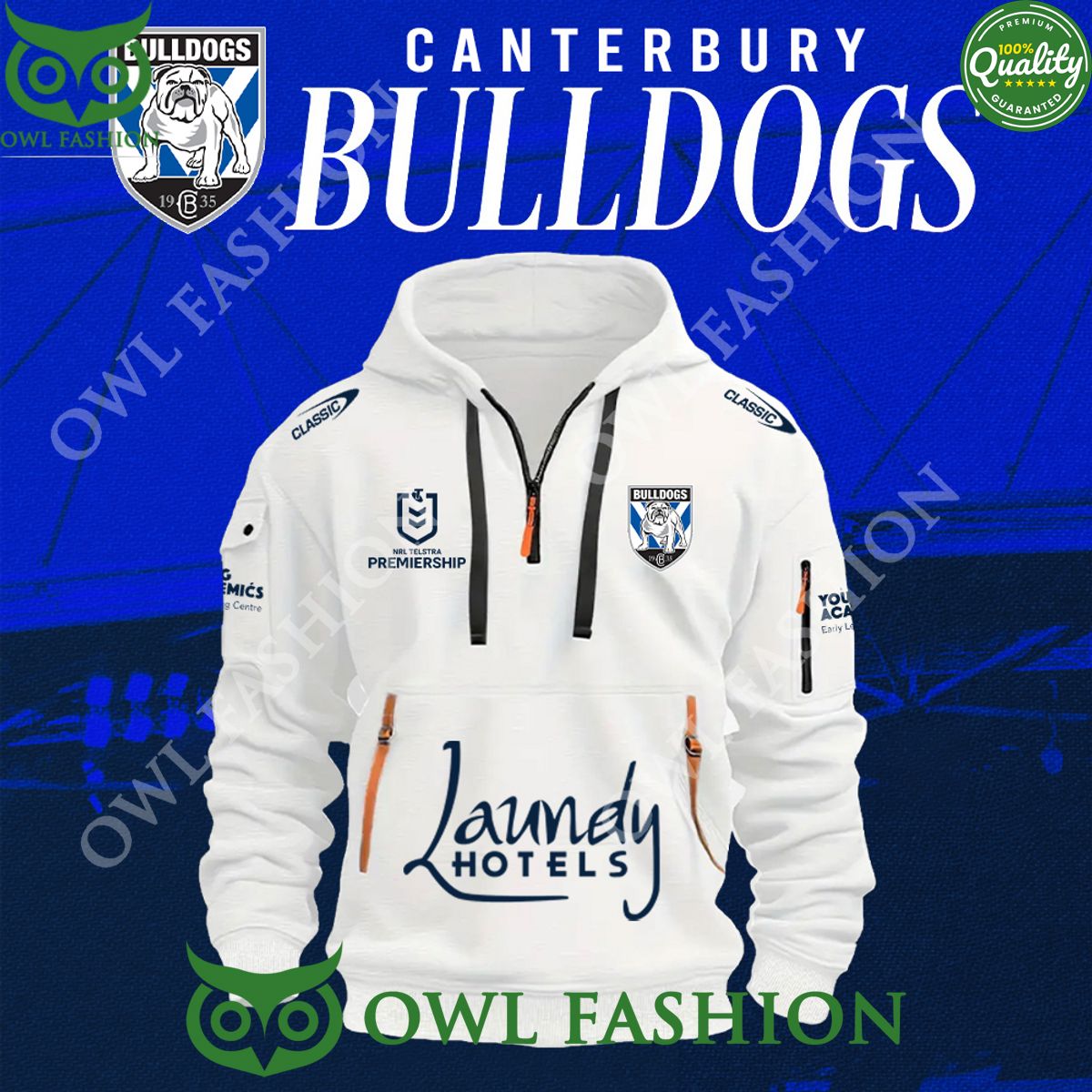 Canterbury Bulldogs Rugby football Laundy Hotels NRL half zipper hoodie