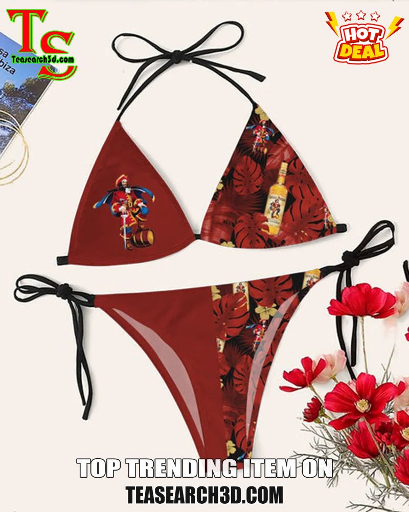 Drink Bikini Women Summer Sale 2024 3 Captain Morgan Tropical Red Triangle Bikini Set