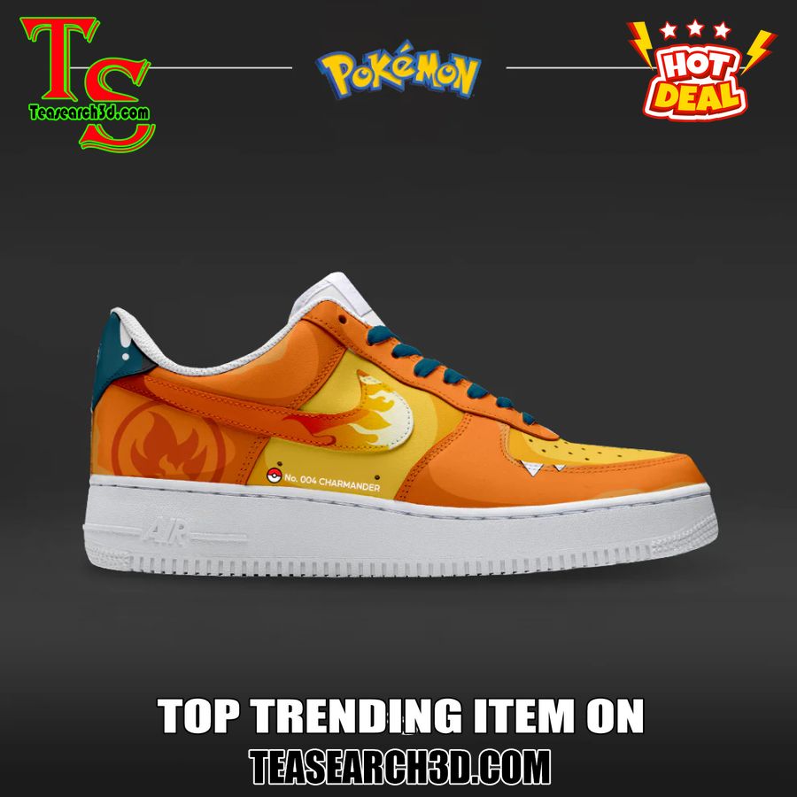 New Trending Custom Nike Logo AF1 Shoes 5 Charmander Pokemon Custom Air Force 1 Sneaker Shoes