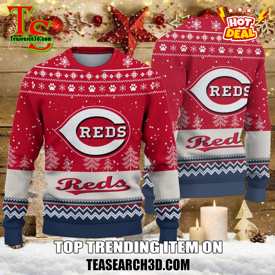 MLB Baseball Basic Ugly Christmas Sweater 8 Cincinnati Reds MLB Ugly Christmas Sweater