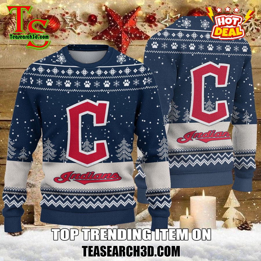 MLB Baseball Basic Ugly Christmas Sweater 9 Cleveland Indians MLB Ugly Christmas Sweater