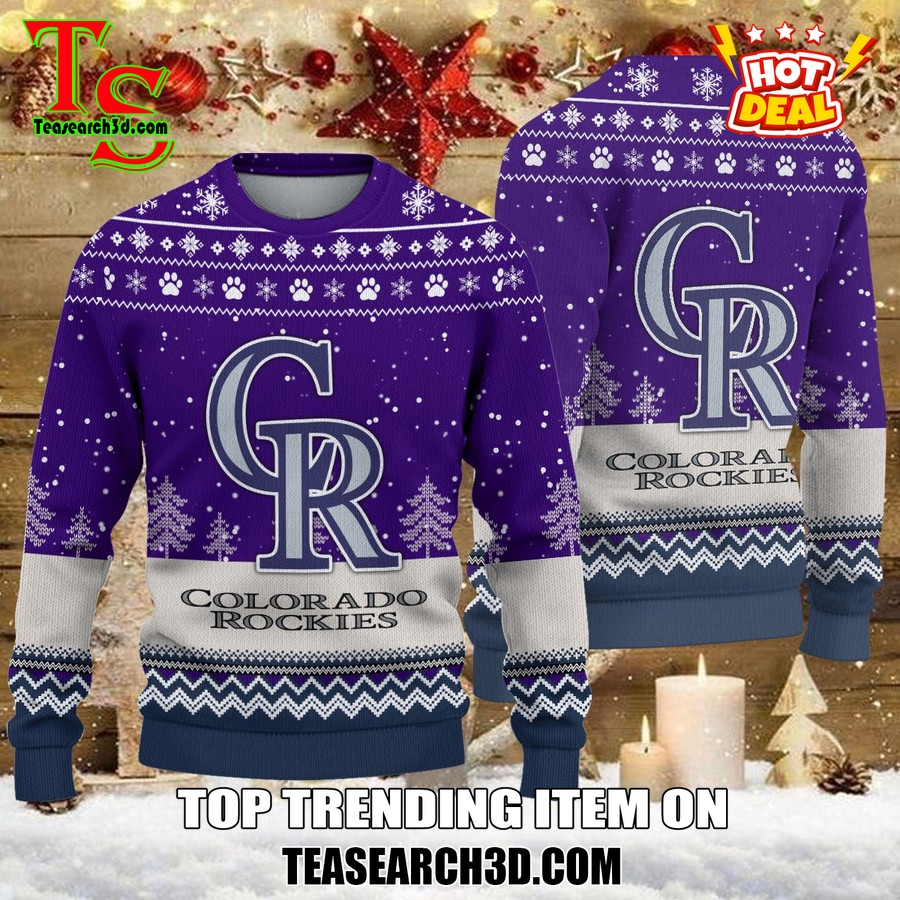 MLB Baseball Basic Ugly Christmas Sweater 10 Colorado Rockies MLB Ugly Christmas Sweater