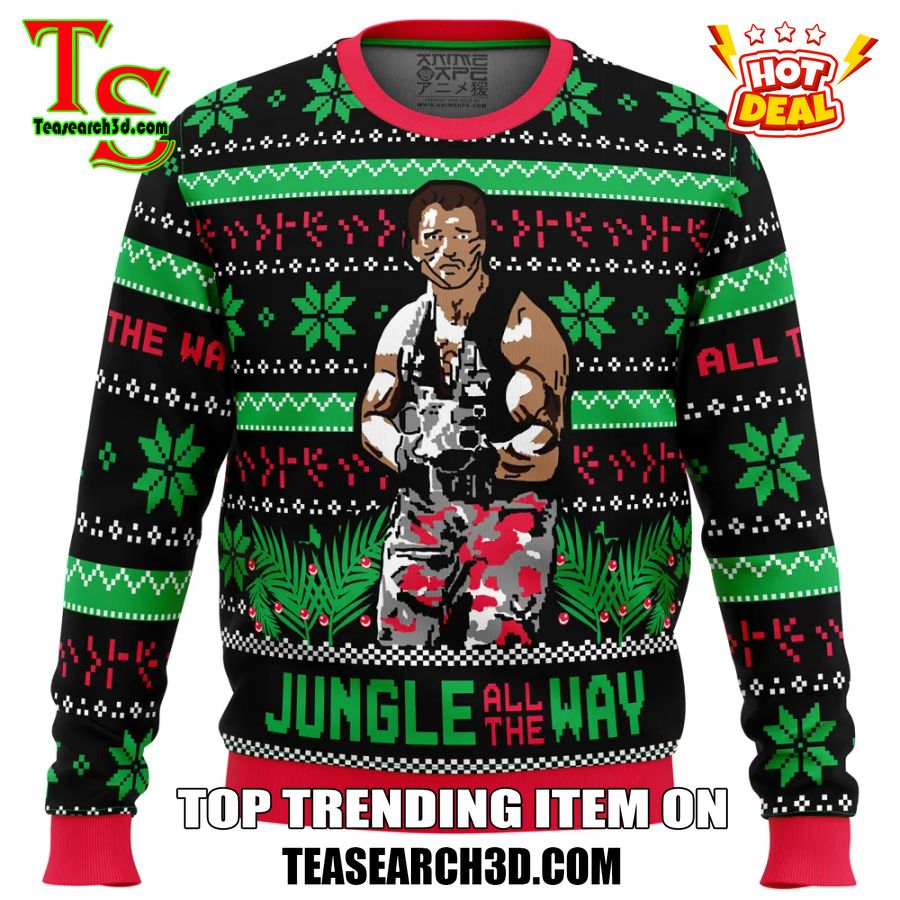 Amazing Trending Christmas Ugly Sweater With Free Shipping 3 Commando Arnold Schwarzenegger Ugly Christmas Sweater