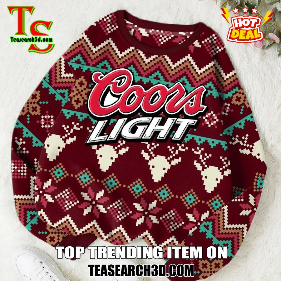 High Quality Drinking Game Ugly Christmas Sweater 7 Coors Light Cute Elk High Quality Ugly Christmas Sweater