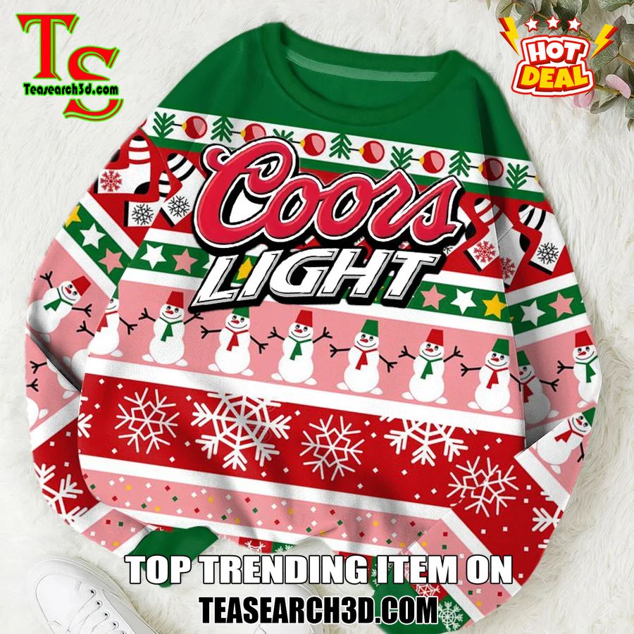 High Quality Drinking Game Ugly Christmas Sweater 8 Coors Light Cute Snowman Red Ugly Christmas Sweater