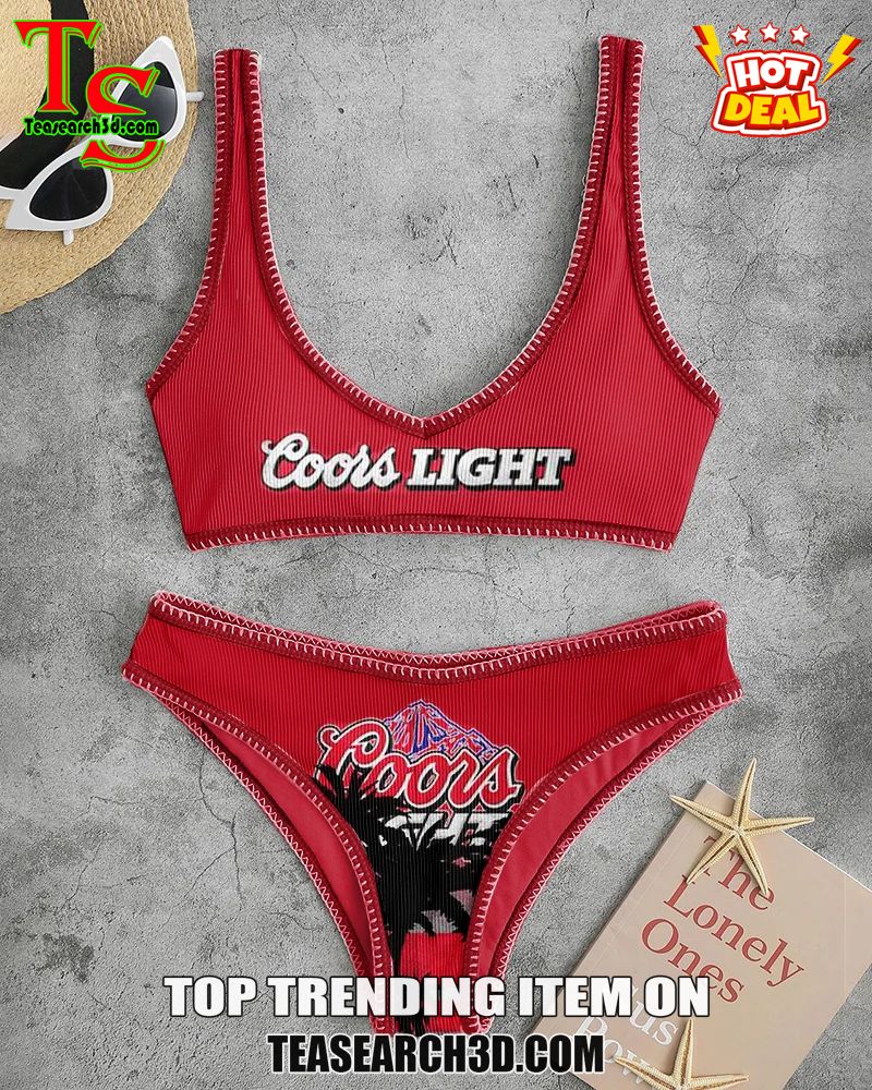 Top Hot Trending Women Drink High Waisted Bikini Sets 9 Coors Light Tropical Sexy High Waisted Bikini Set