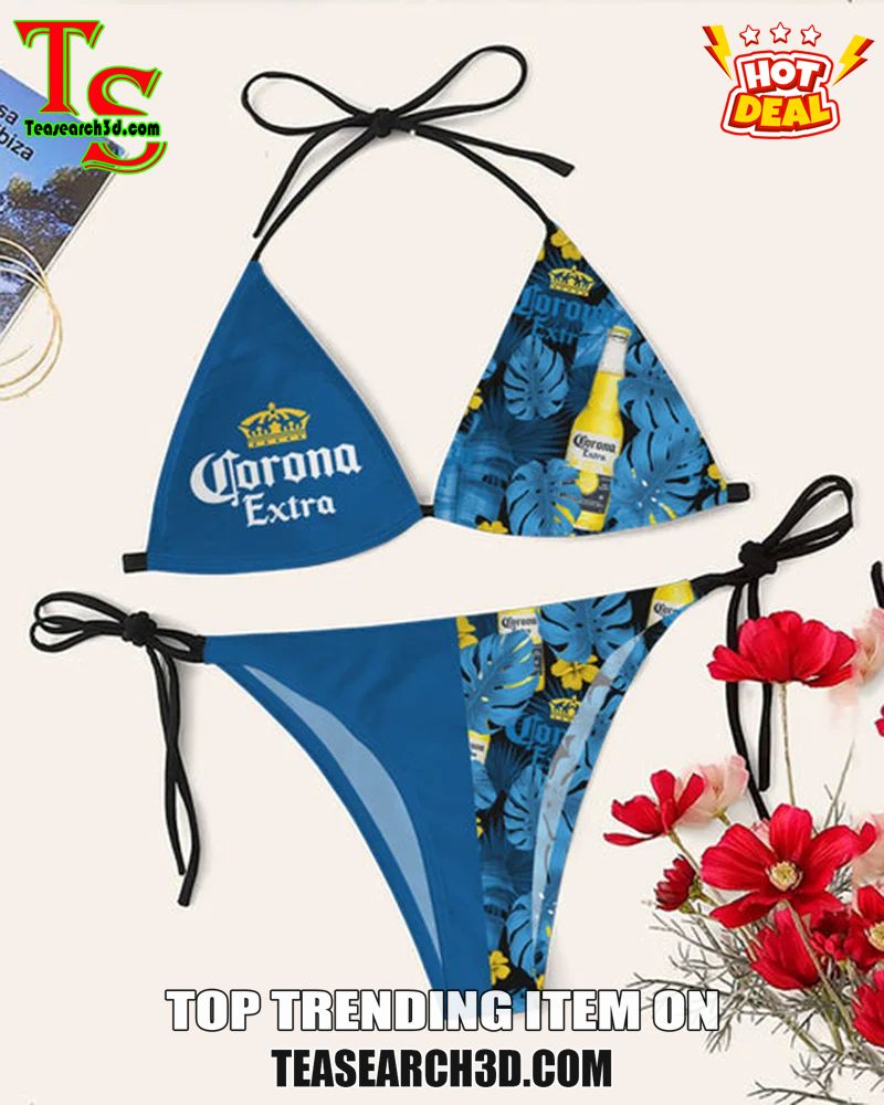 Drink Bikini Women Summer Sale 2024 7 Corona Extra Blue Women Triangle Bikini Set