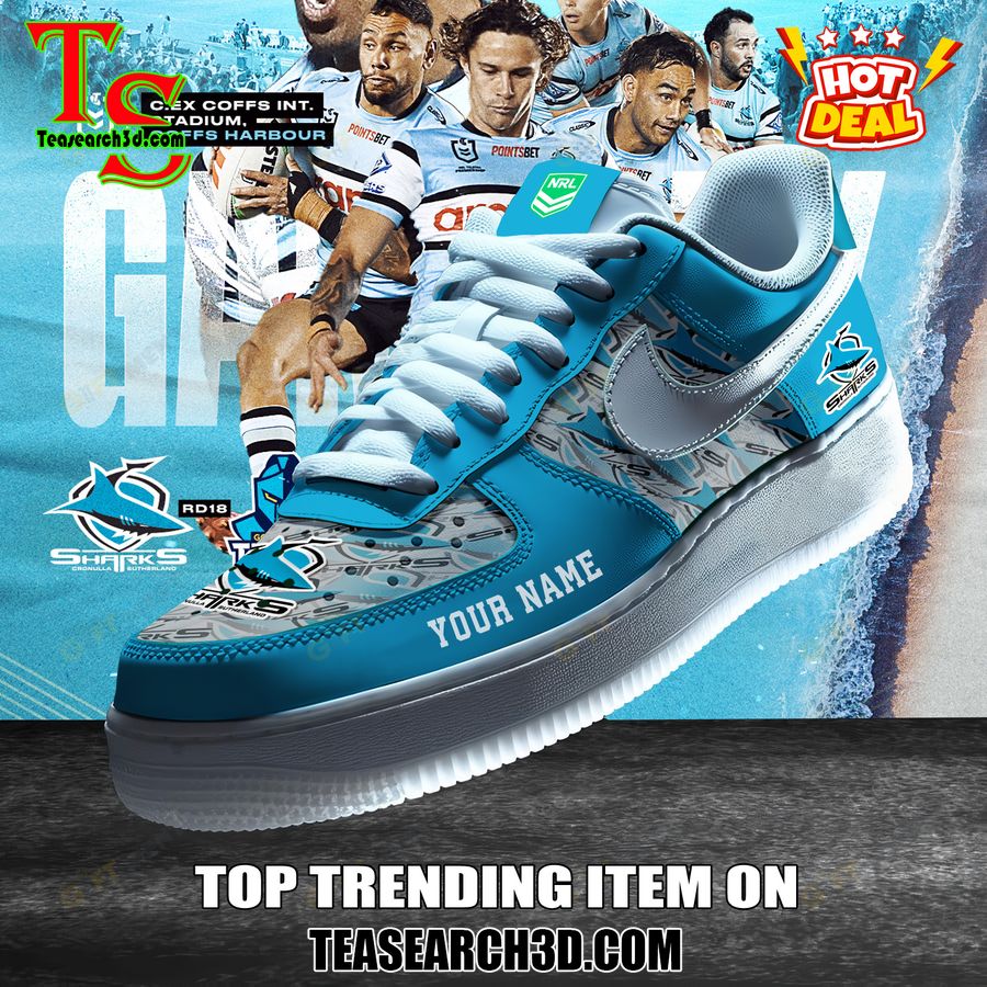 New Trending Sneaker Best Gift For Fans 6 Cronulla-Sutherland Sharks NRL Custom Name Air Force Sneaker