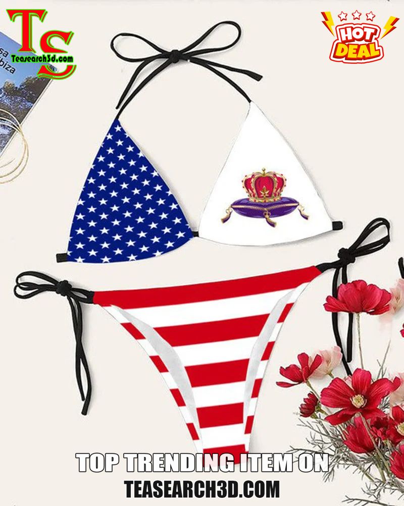 Drink Bikini Women Summer Sale 2024 9 Crown Royal American Flag Triangle Bikini Set