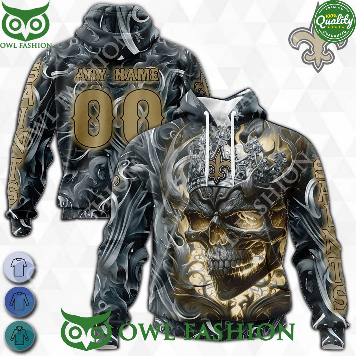 Custom Name Number New Orleans Saints Skull Crown Special Edition Hoodie shirt