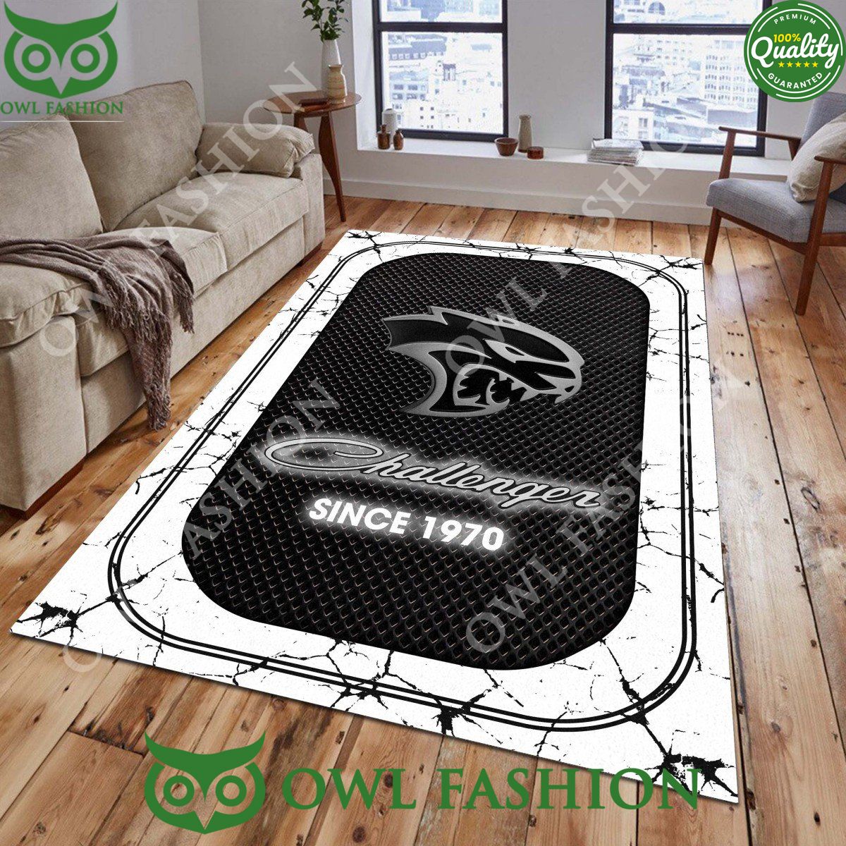 Dodge Challenger 1970 Lightning Living Room Carpet Rug