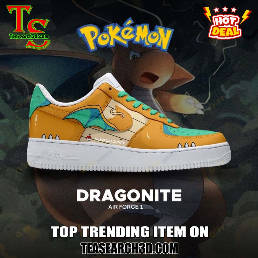New Trending Custom Air Force 1 Shoes For Pokemon Fans 2 Dragonite Pokemon 2024 Custom Air Force 1 Sneaker