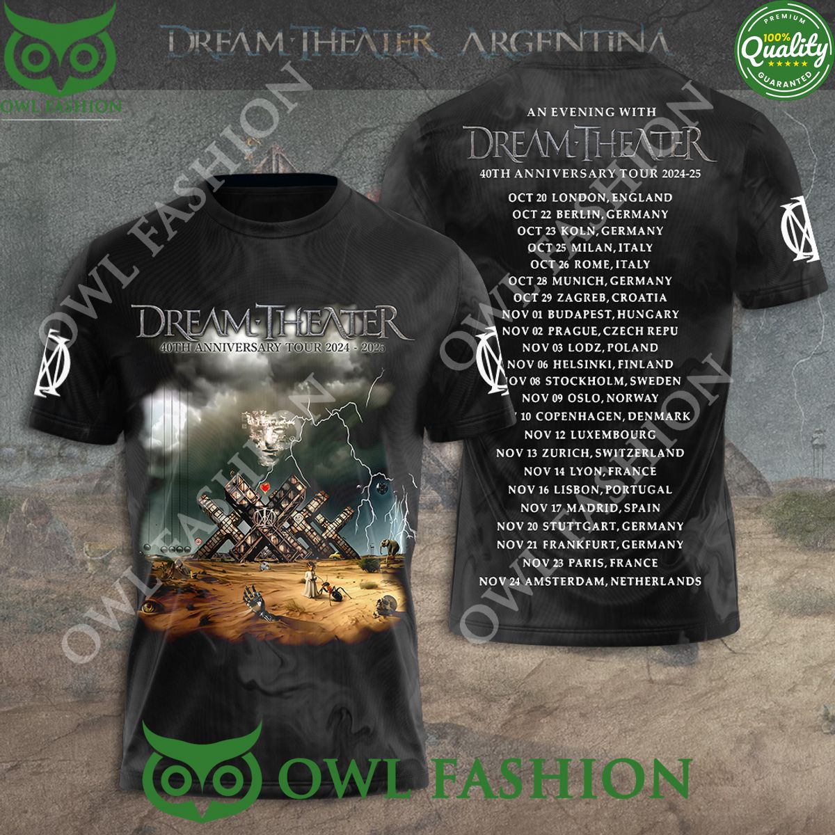 Dream Theater 40th Anniversary tour 2024 2025 3D t shirt