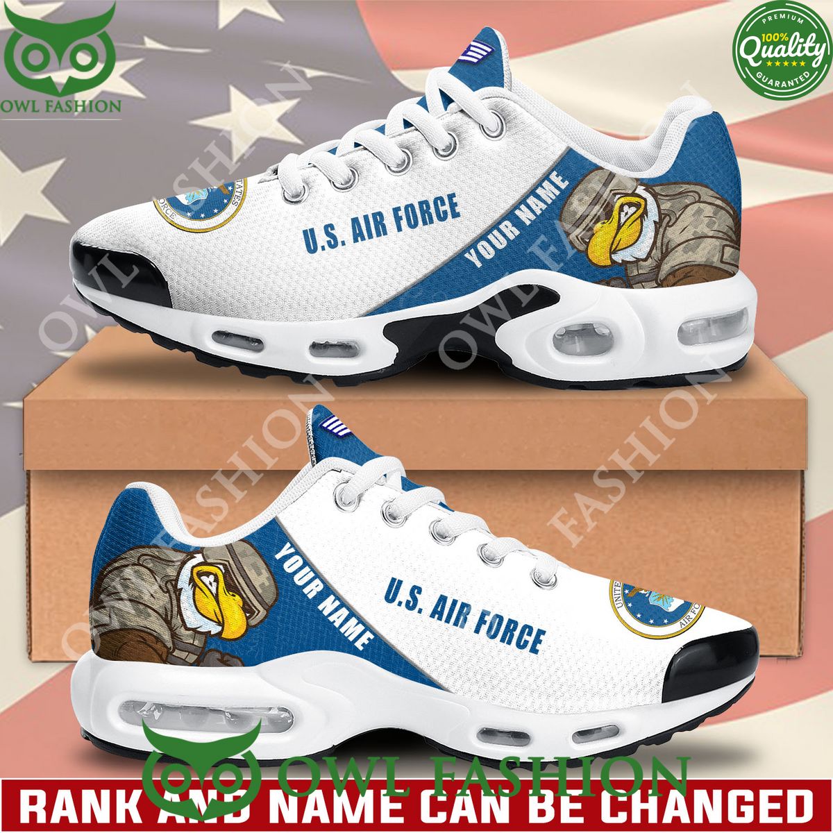 Eagle US Air Force Custom name White Air max shoes