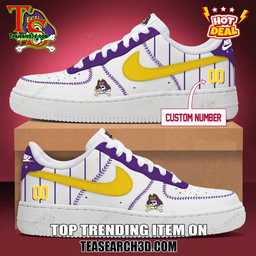 Amazing NCAA Air Force Sneakers Shoes 7 East Carolina Pirates Baseball Custom Air Force Sneakers