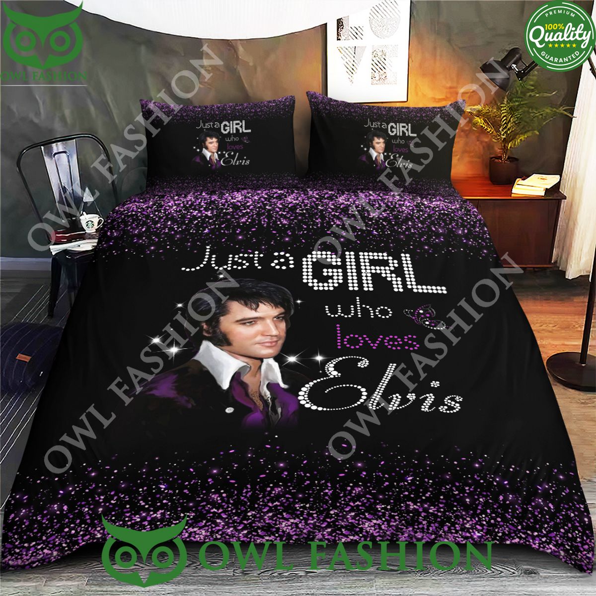 Elvis Presley Just A Girl Who Loves Night Stars Bedding set