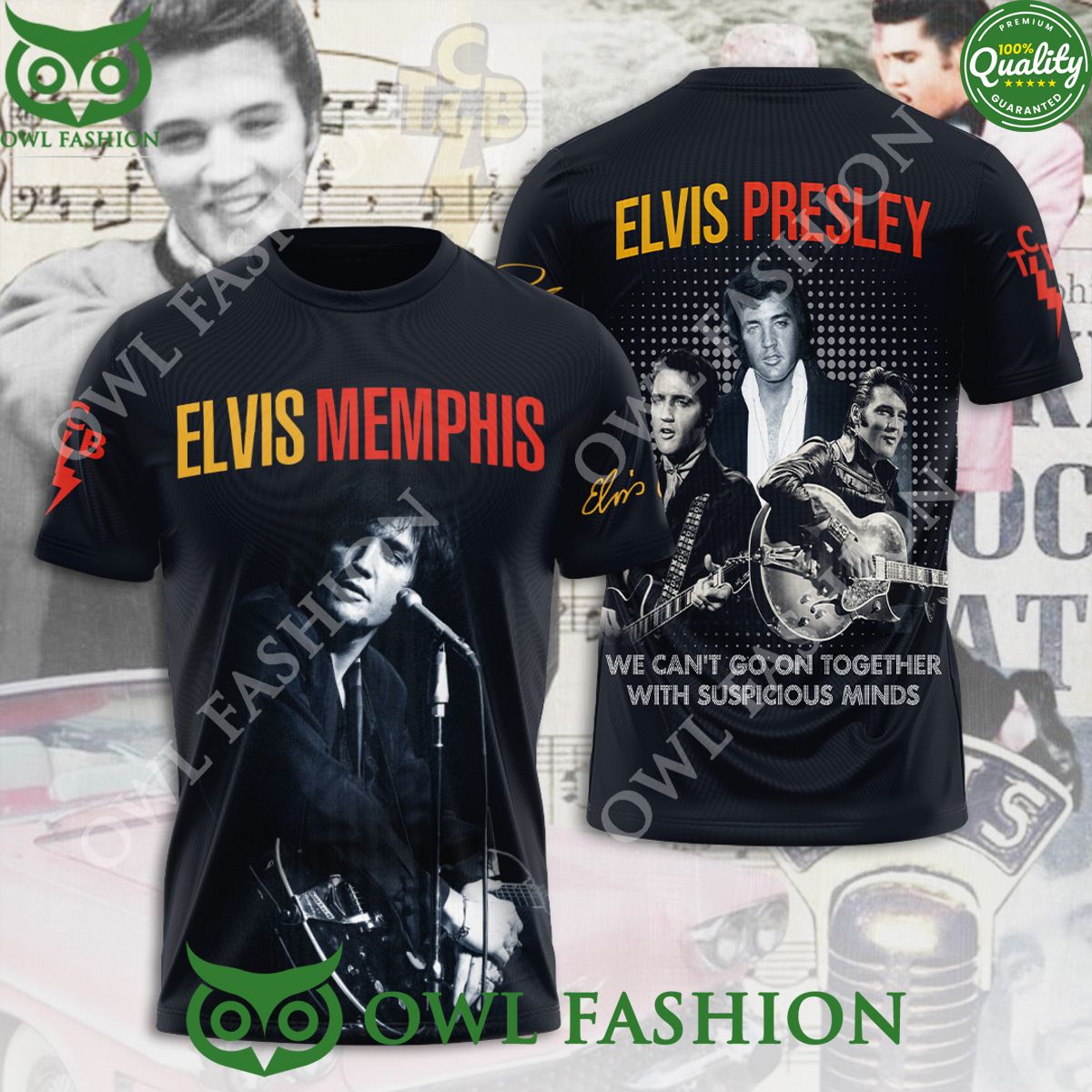 Elvis Presley Memphis Suspicious Minds 3D Tshirt Hoodie