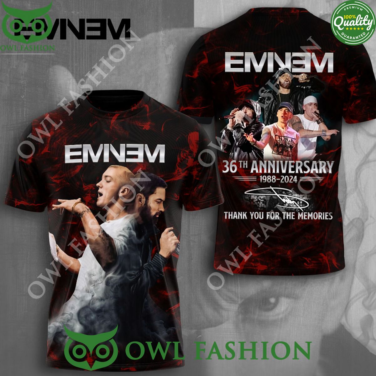 Eminem 36th Thank You For Memories Limited 3D Tshirt