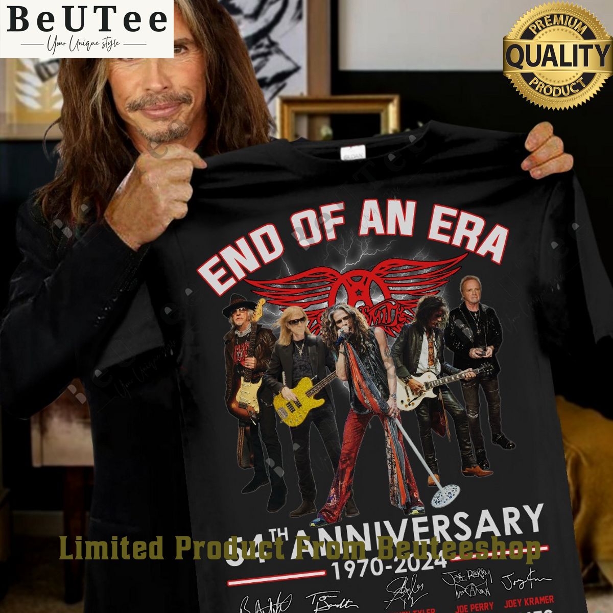 End of an Era of Aerosmith 54th Anniversary 1970 2024 thank for memories t shirt