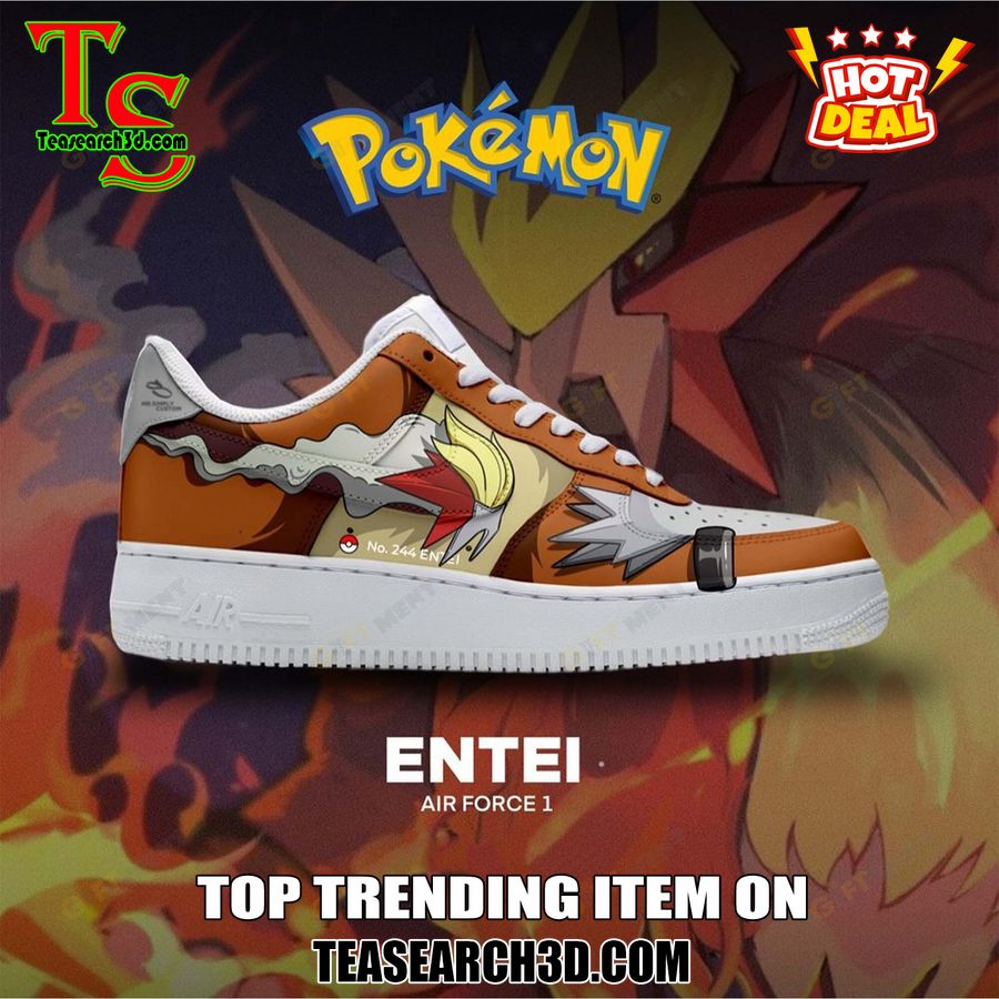 New Trending Custom Air Force 1 Shoes For Pokemon Fans 3 Entei Legendary Pokemon Custom Air Force 1 Sneaker
