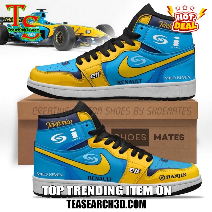 New Trending JD High Top For Sale 2024 10 Fernando Alonso Renault F1 Racing Air Jordan High Top Shoes